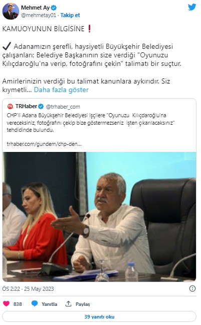 Adana'da AK Parti ve MHP'den Büyükşehir Belediye Başkanı Karalar'a tepki: Bu talimat kanunlara aykırı